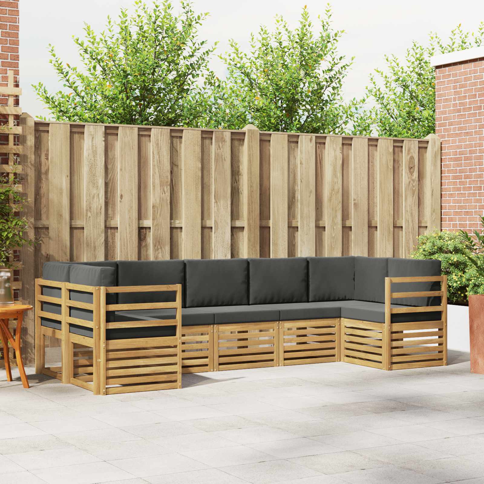 Hoekbank Set 7 pcs Wit en antracietkleurig 304 x 126,5 x 73 cm – afbeelding 1