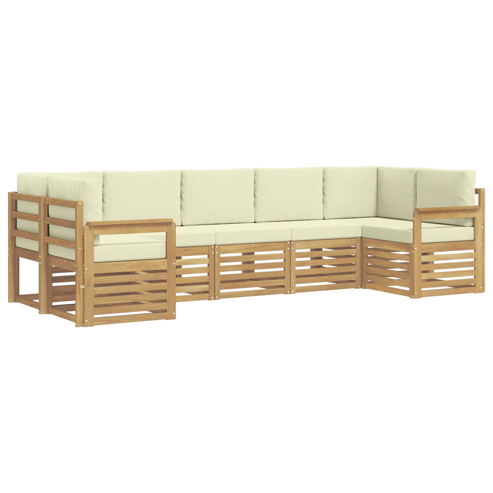 Buiten bankenset 6 pcs Wit en Crème 304 x 128,5 x 73 cm – afbeelding 2