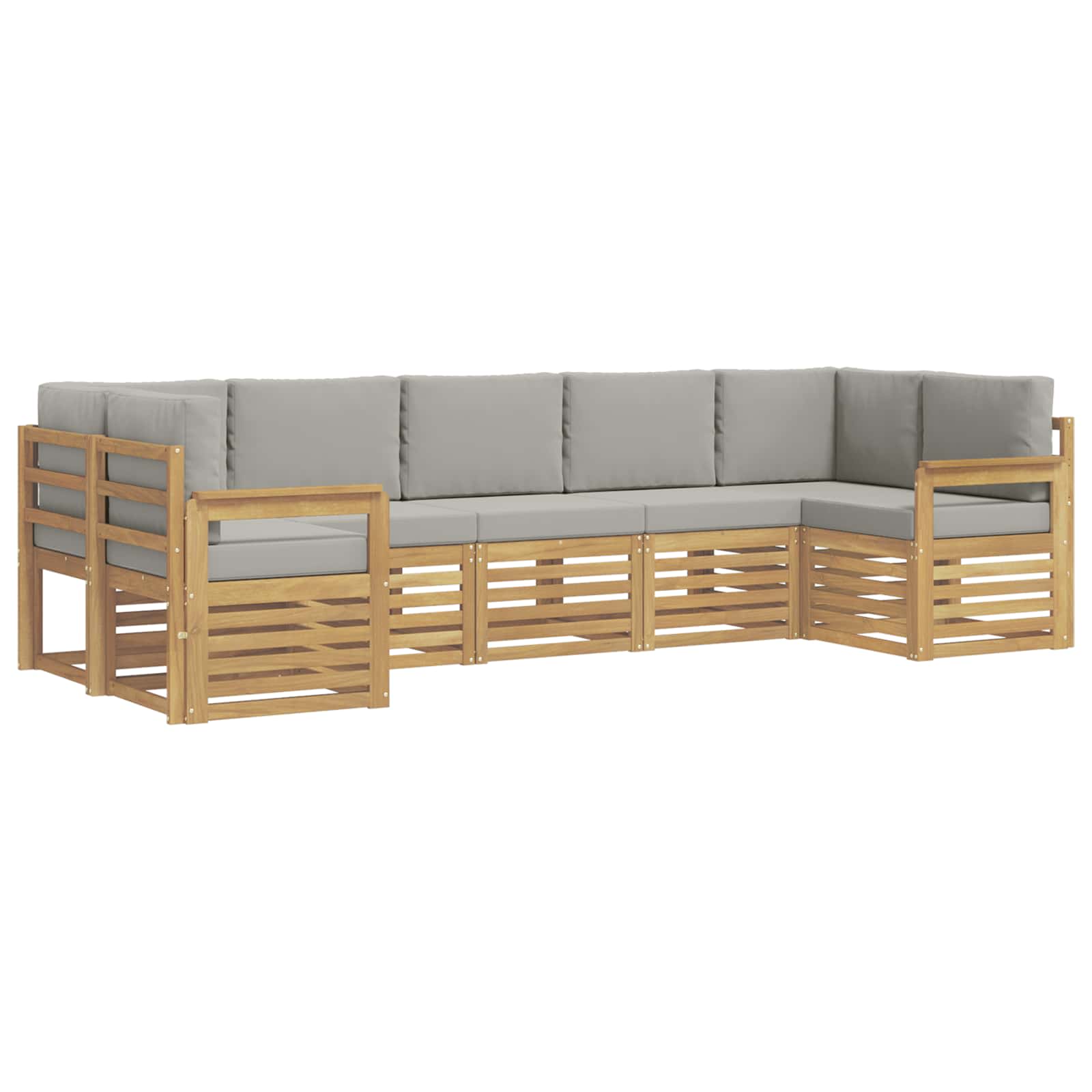 Buiten bankenset 6 pcs Wit en Lichtgrijs 304 x 128,5 x 73 cm – afbeelding 2