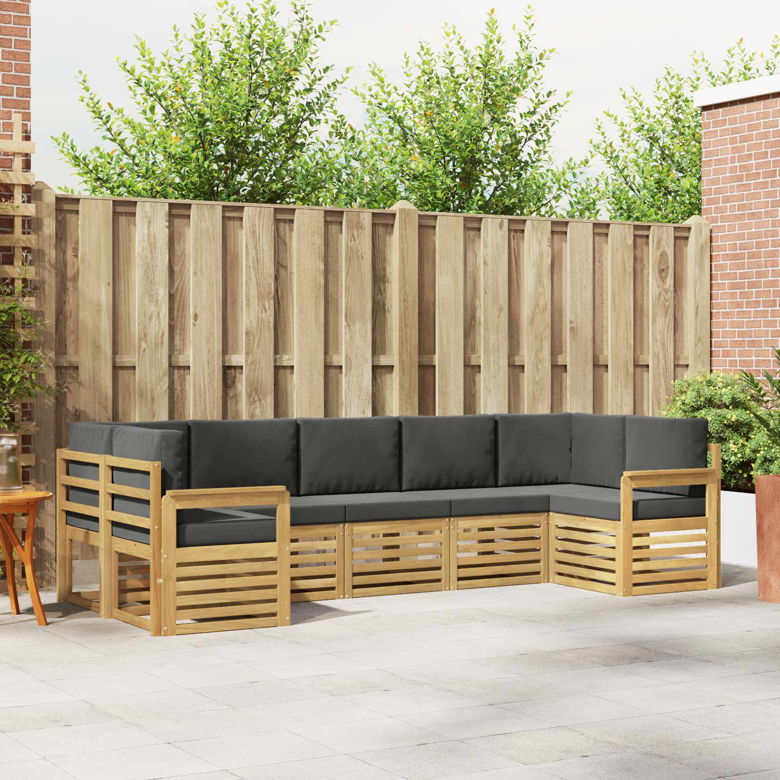 Buiten bankenset 6 pcs Wit en Anthraciet 304 x 128,5 x 73 cm – afbeelding 1
