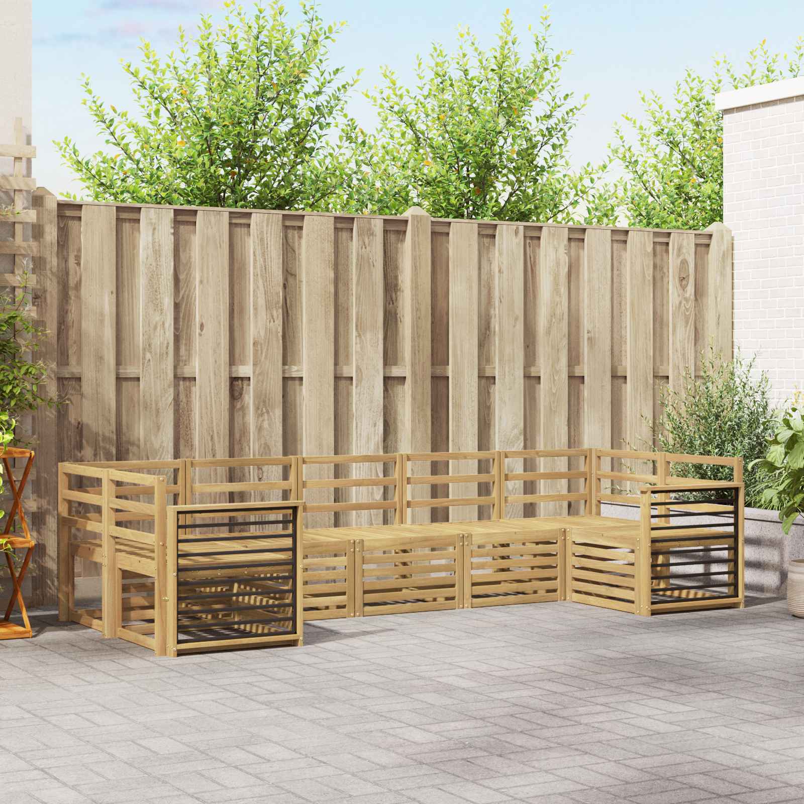 Buiten bankenset 7 pcs Wit 304 x 128,5 x 73 cm – afbeelding 1