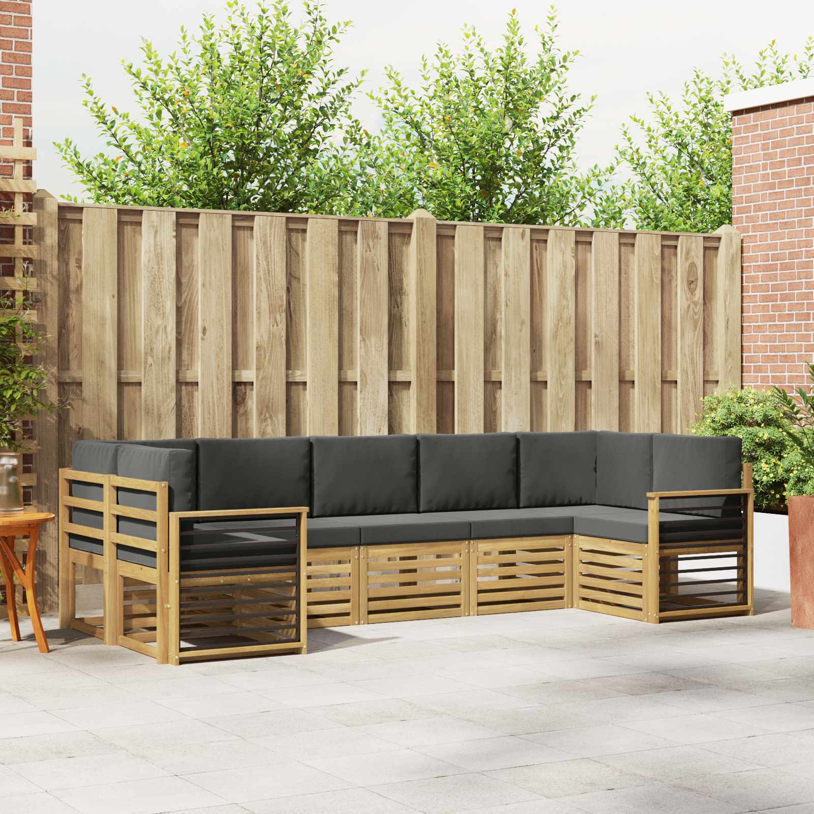 Hoekbank Set 7 pcs Wit en antracietkleurig 304 x 128,5 x 73 cm