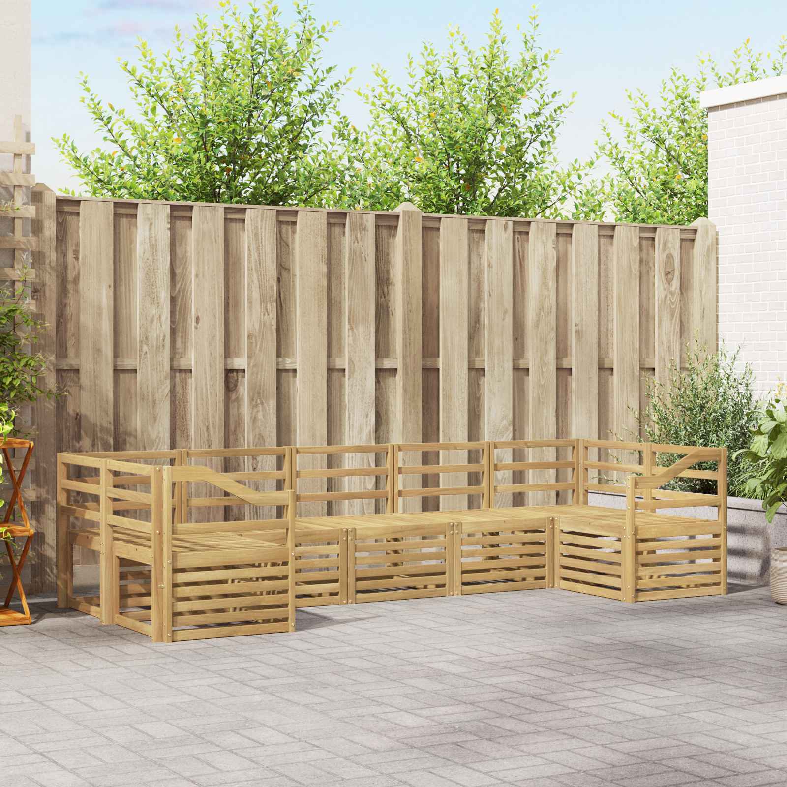 Buiten bankenset 7 pcs Wit 304 x 126,5 x 73 cm