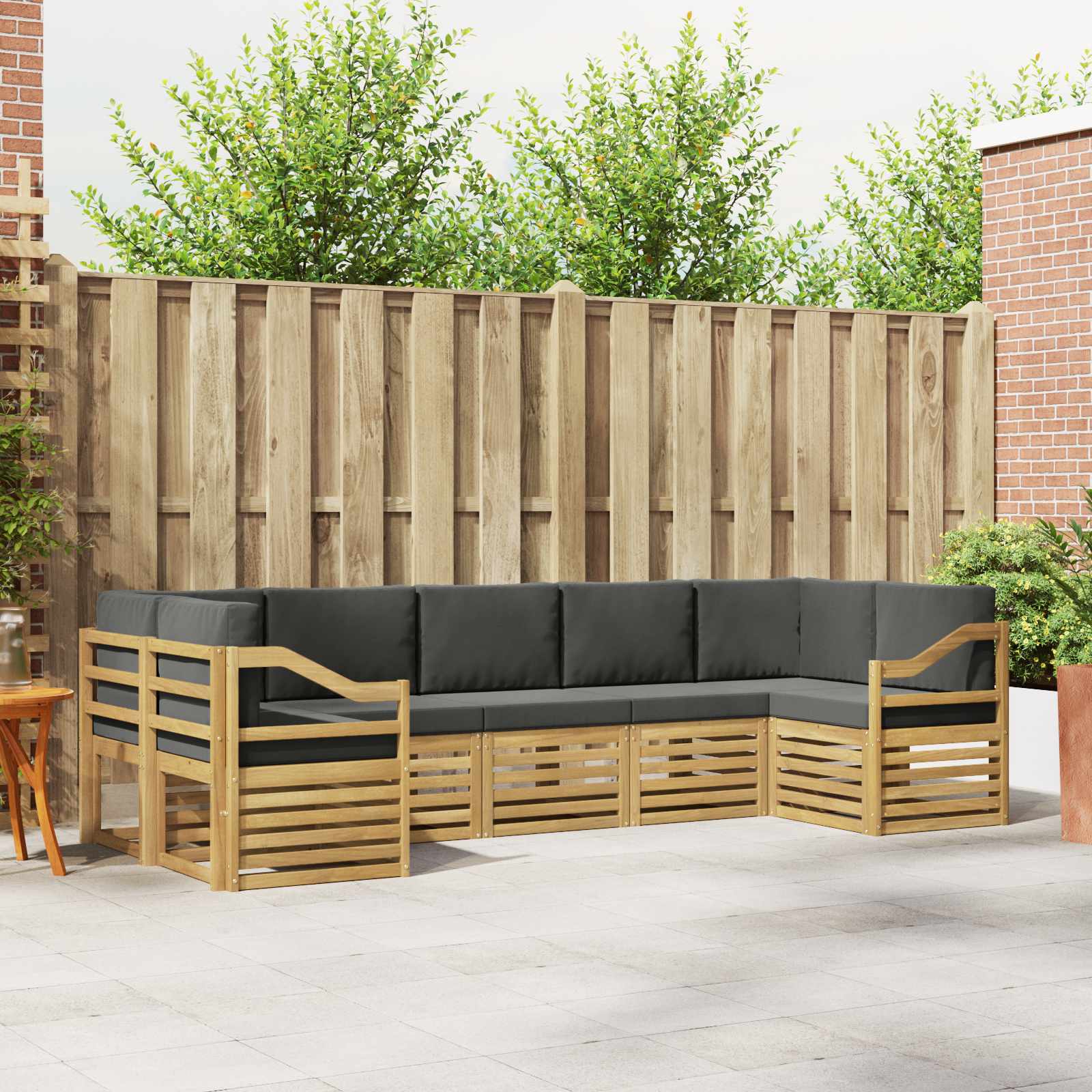 Hoekbank Set 7 pcs Wit en antracietkleurig 304 x 126,5 x 73 cm