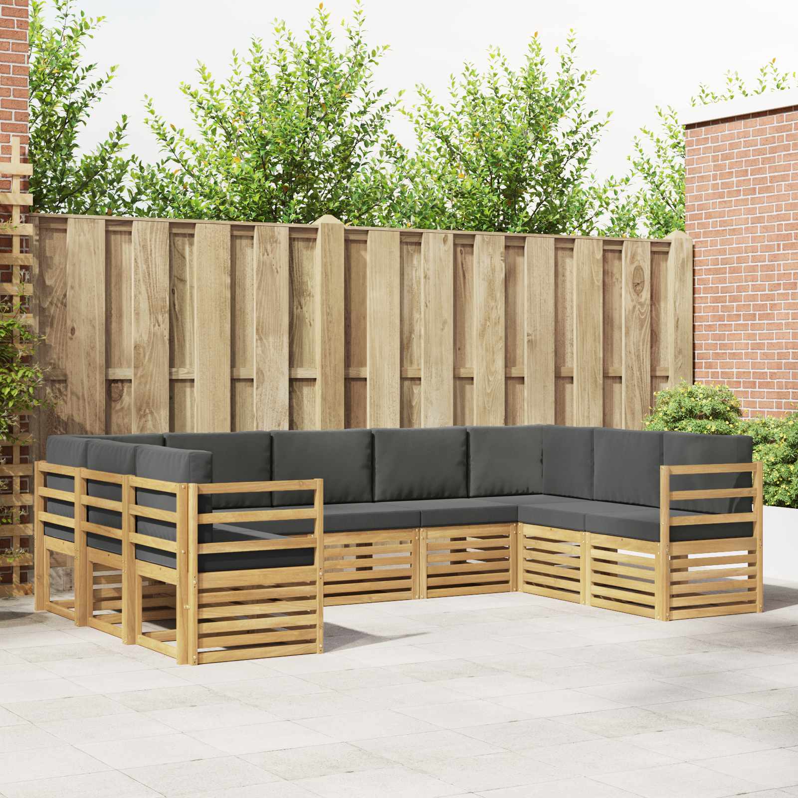 Hoekbank Set 9 pcs Wit en antracietkleurig 304 x 185,5 x 73 cm