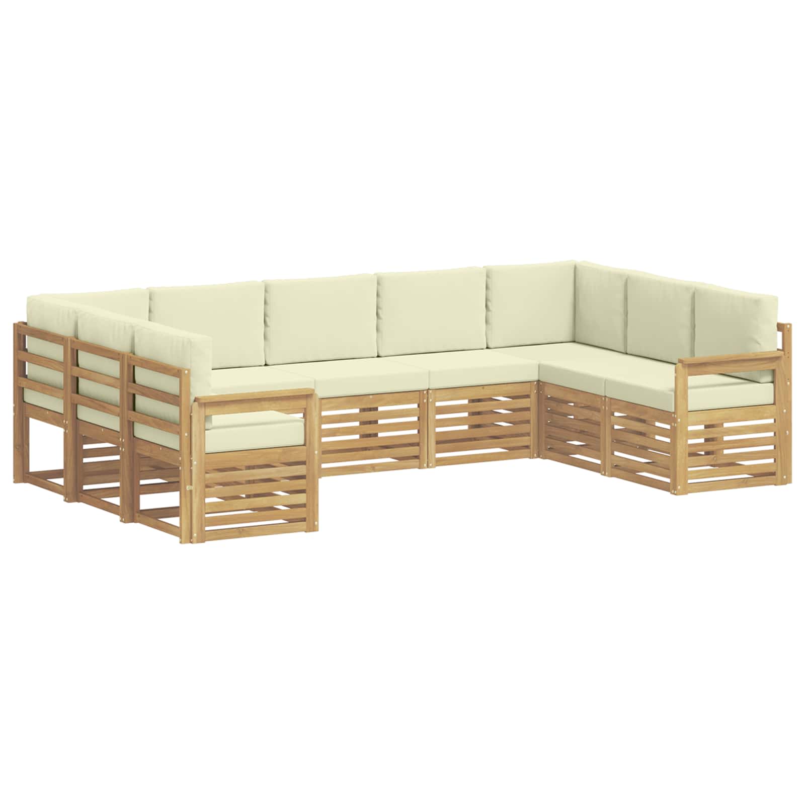 Buiten bankenset 7 pcs Wit en Crème 304 x 128,5 x 73 cm – afbeelding 2