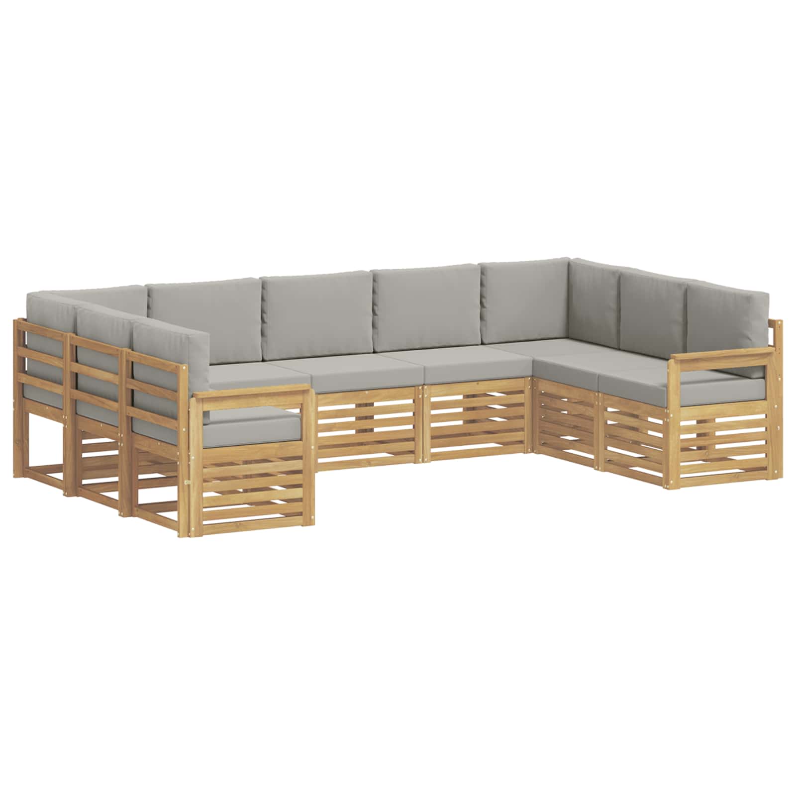 Buiten bankenset 7 pcs Wit en Lichtgrijs 304 x 128,5 x 73 cm – afbeelding 2