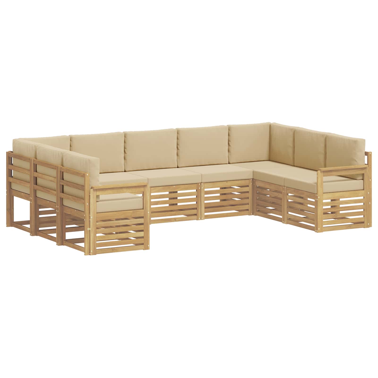 Buiten bankenset 7 pcs Wit en Beige 304 x 128,5 x 73 cm – afbeelding 2