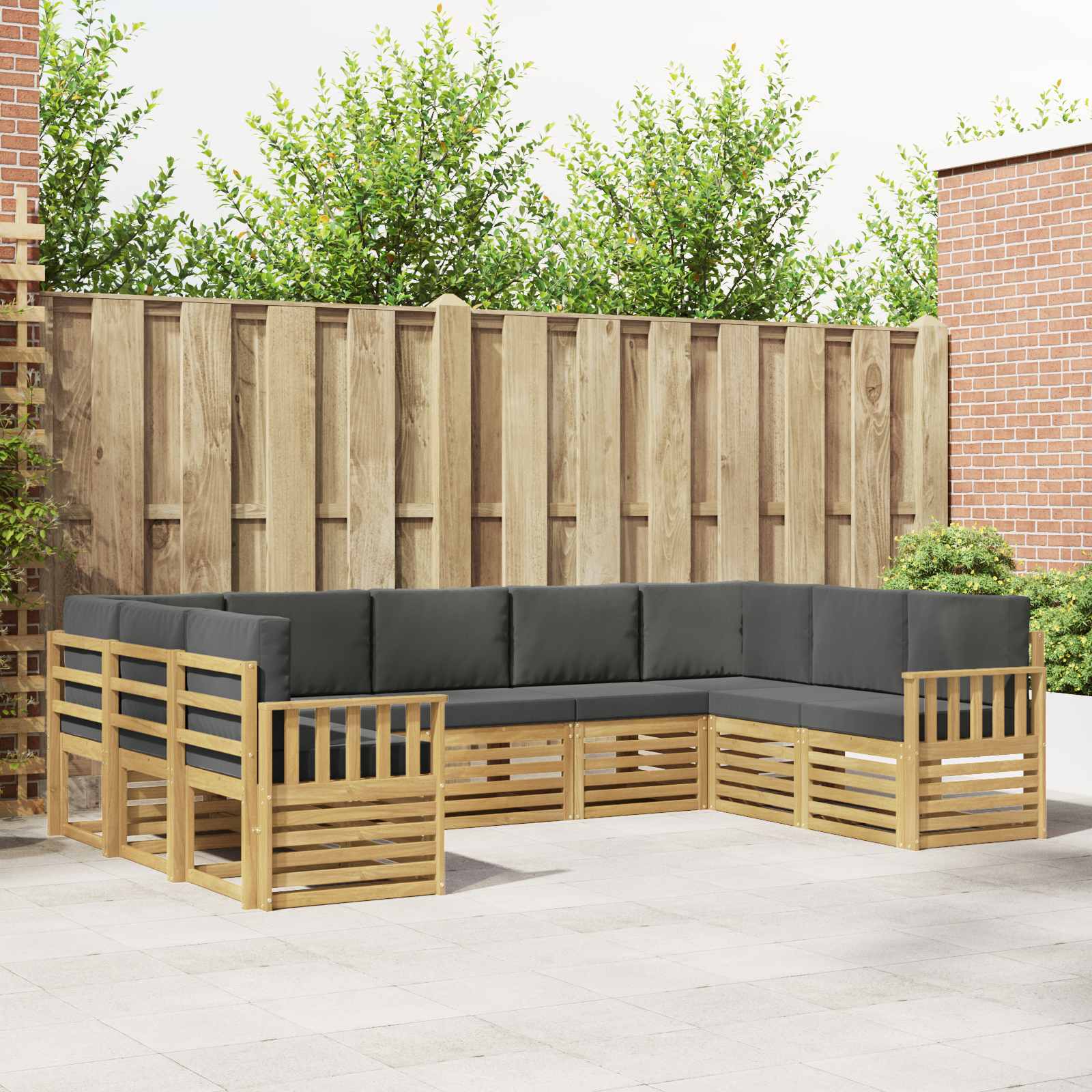 Buiten bankenset 7 pcs Wit en Anthraciet 304 x 128,5 x 73 cm – afbeelding 1