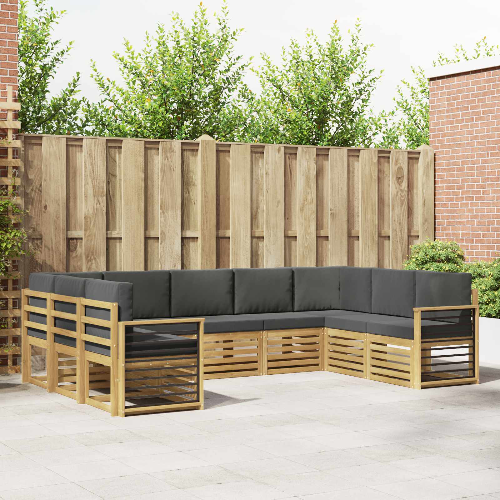 Hoekbank Set 9 pcs Wit en antracietkleurig 304 x 187,5 x 73 cm – afbeelding 1