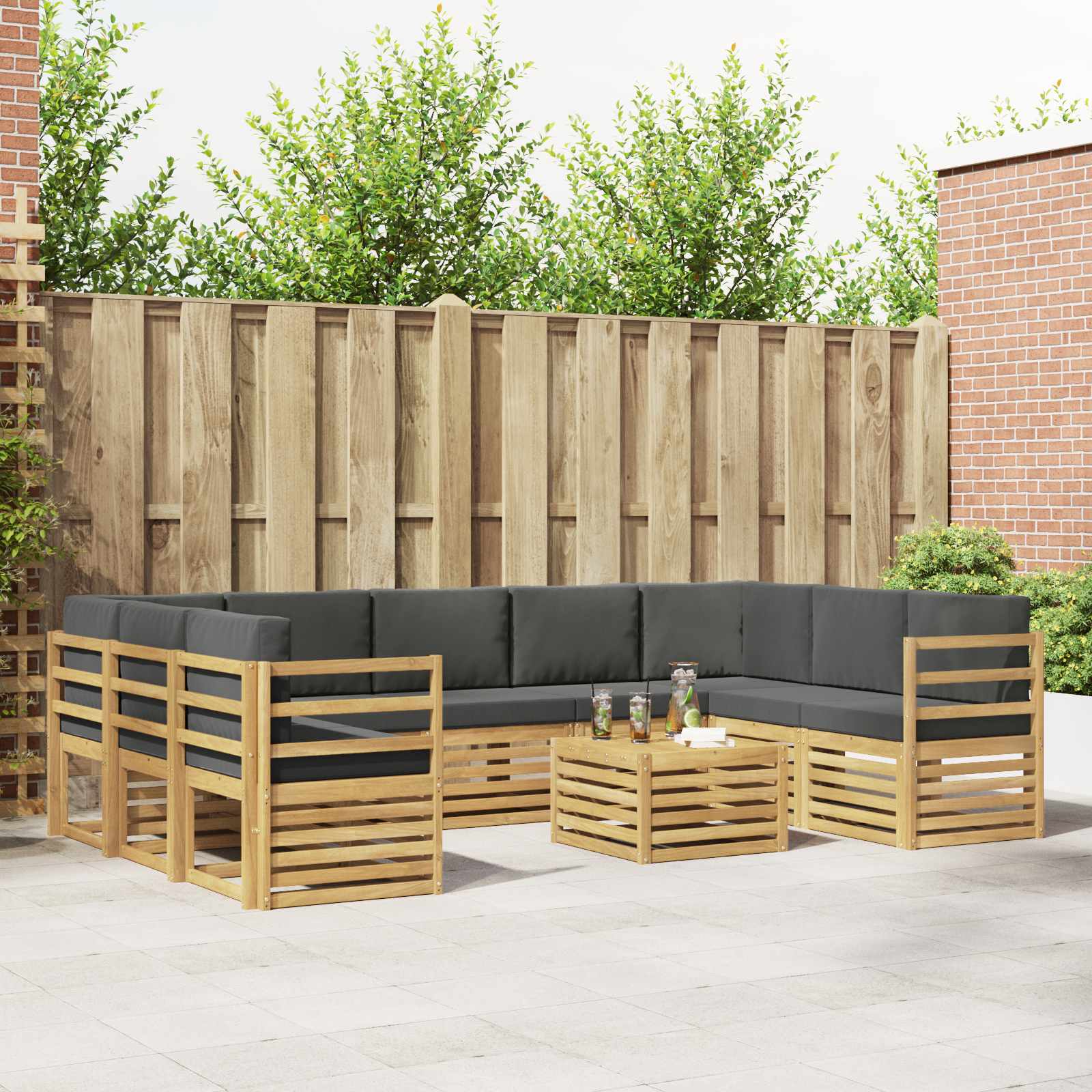 Buiten bankenset 8 pcs Wit en Anthraciet 59 x 59 x 37 cm – afbeelding 1