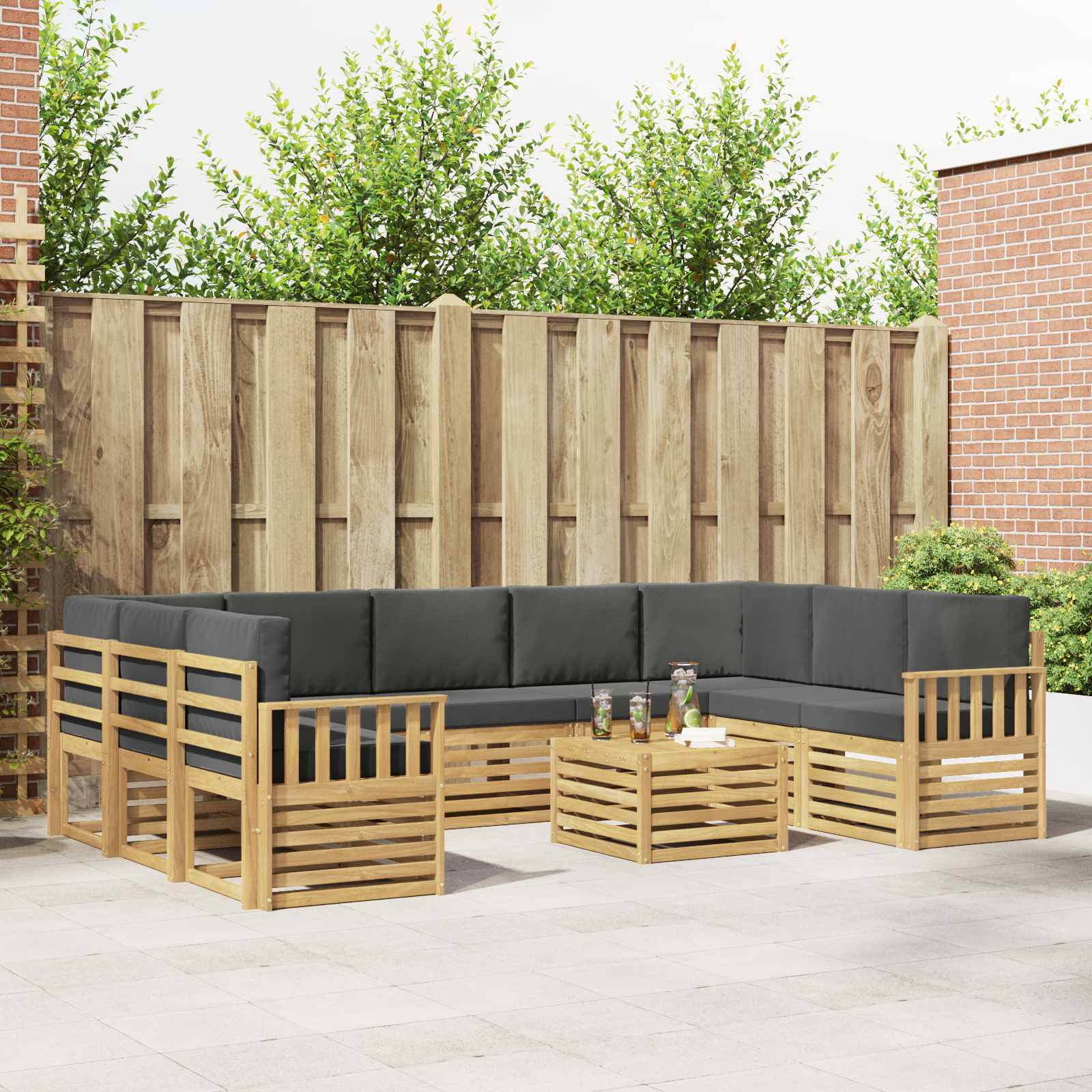 Buiten bankenset 8 pcs Wit en Anthraciet 59 x 59 x 37 cm – afbeelding 1