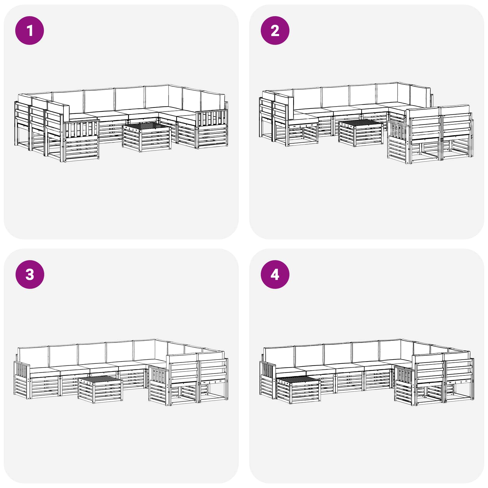 Buiten bankenset 8 pcs Wit en Anthraciet 59 x 59 x 37 cm – afbeelding 7