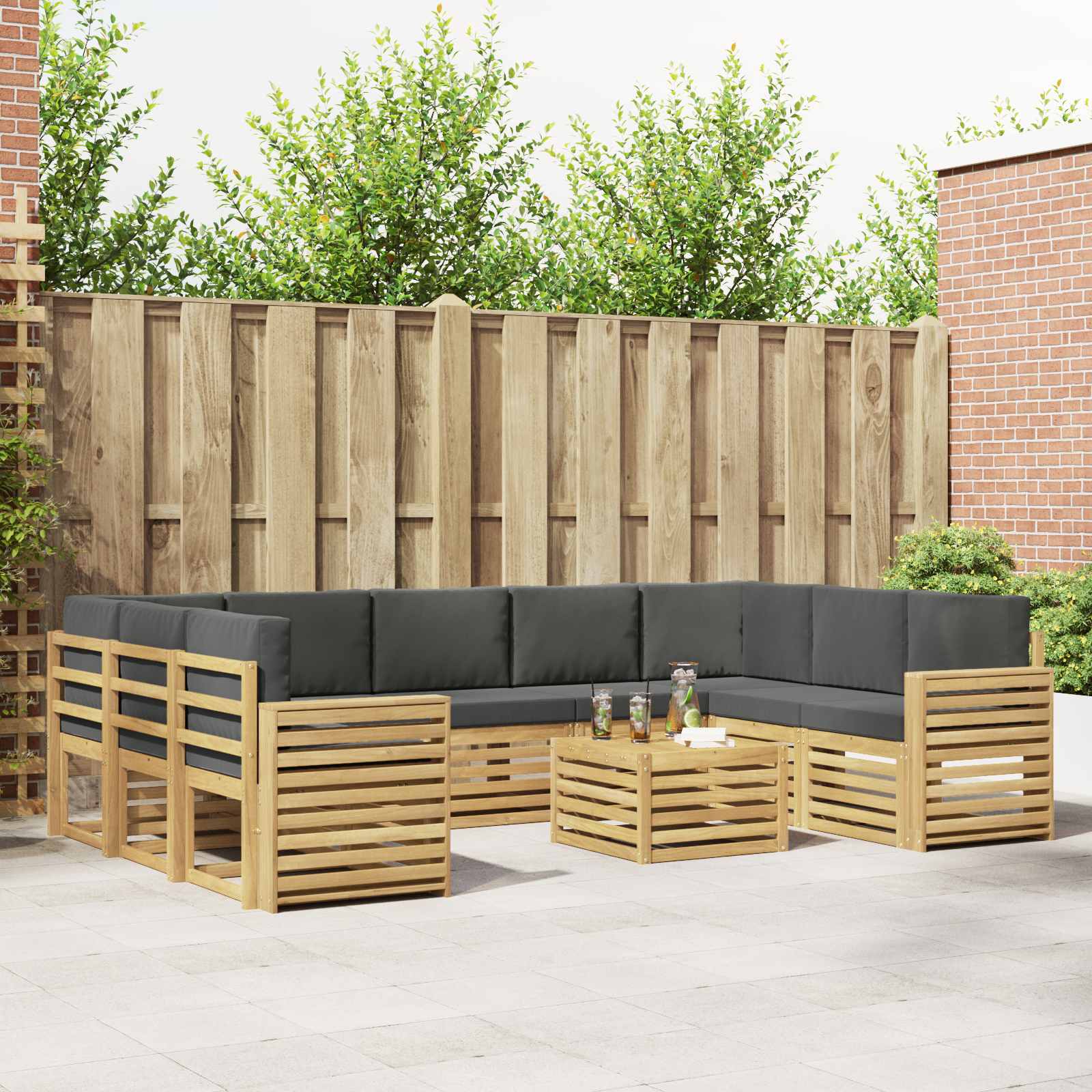 Buiten bankenset 10 pcs Wit en antracietkleurig 59 x 59 x 37 cm