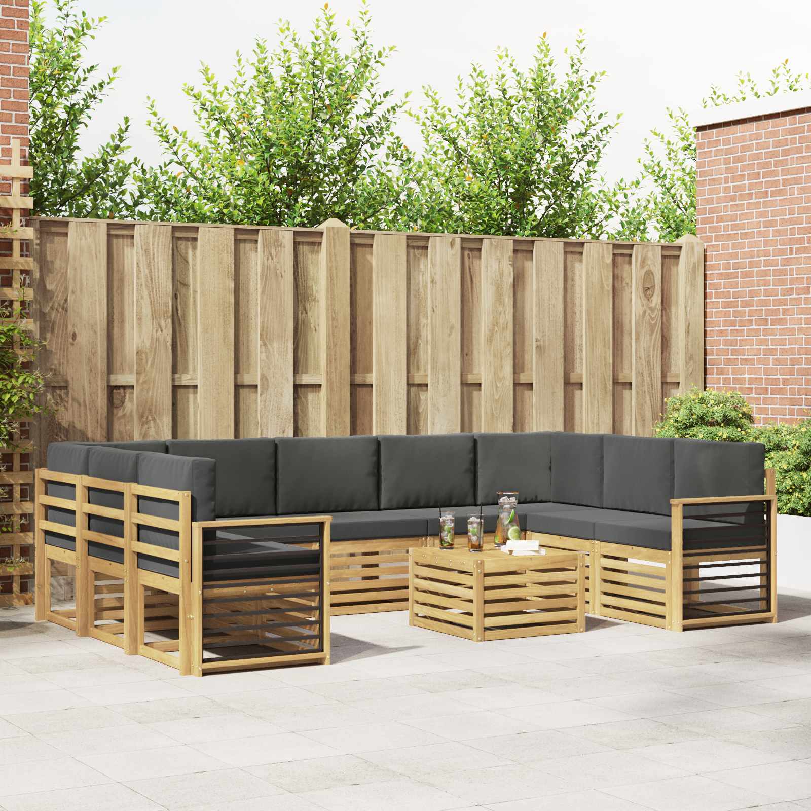 Buiten bankenset 8 pcs Wit en Anthraciet 59 x 59 x 37 cm