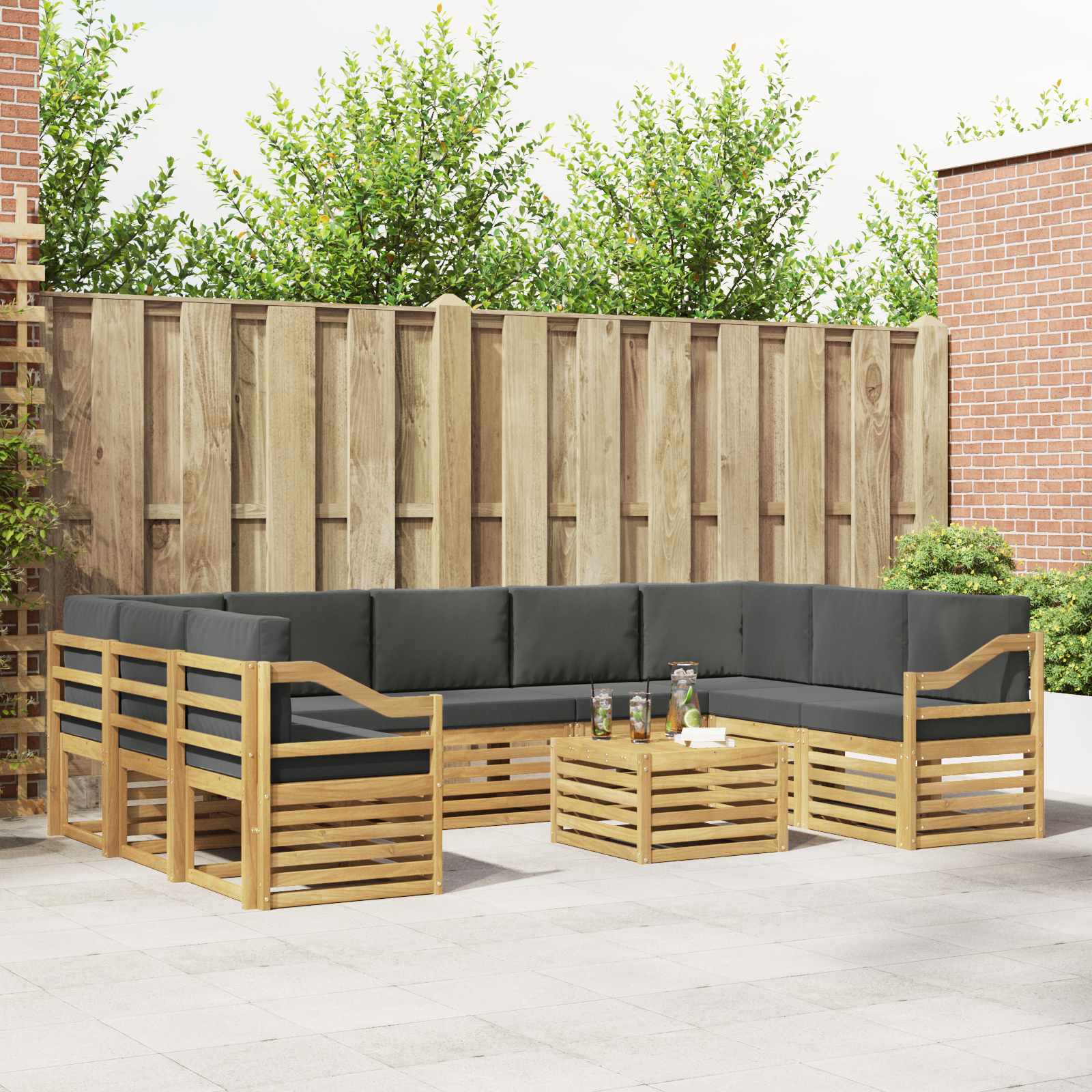 Buiten bankenset 8 pcs Wit en Anthraciet 59 x 59 x 37 cm