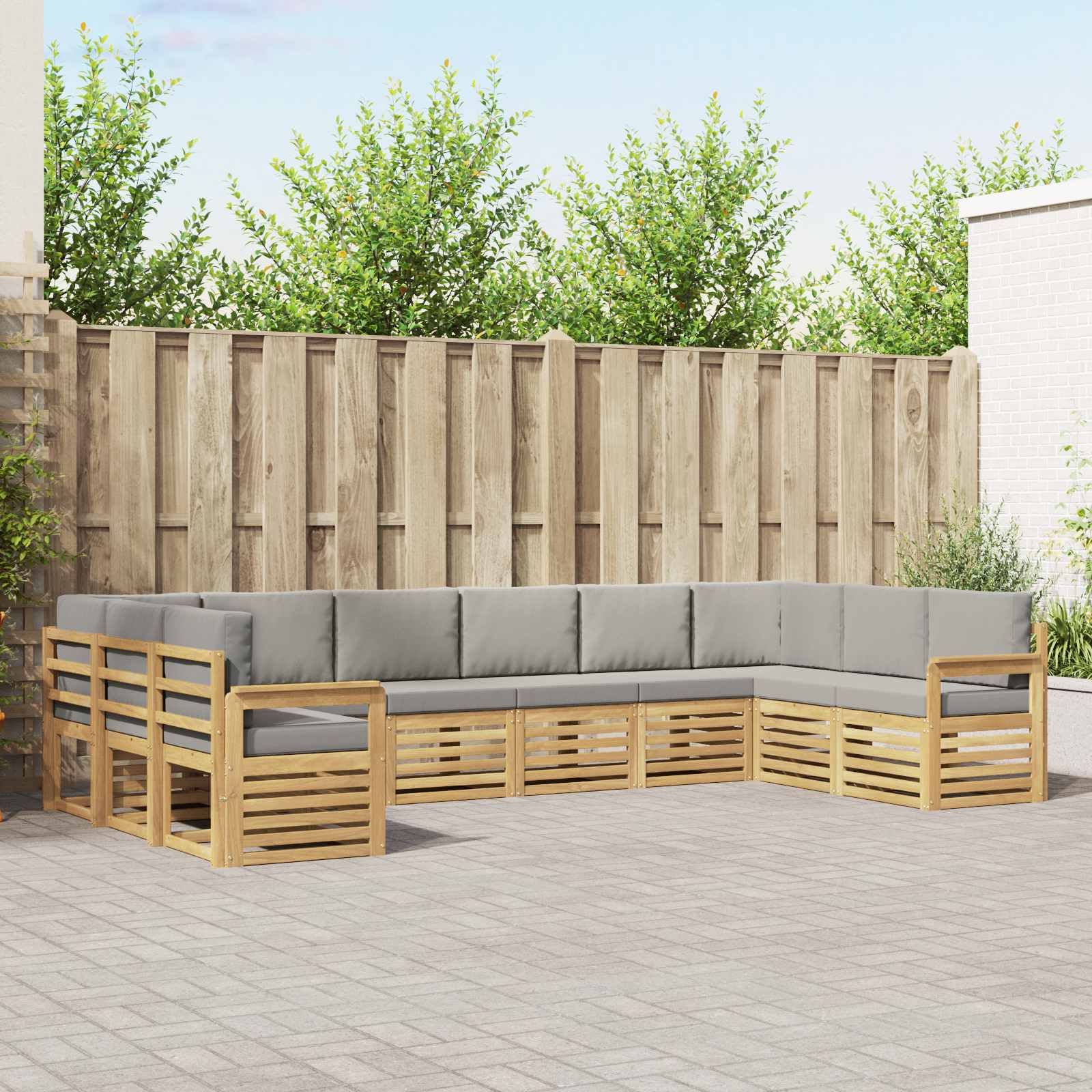 Buiten bankenset 7 pcs Wit en Lichtgrijs 363 x 187,5 x 73 cm – afbeelding 1