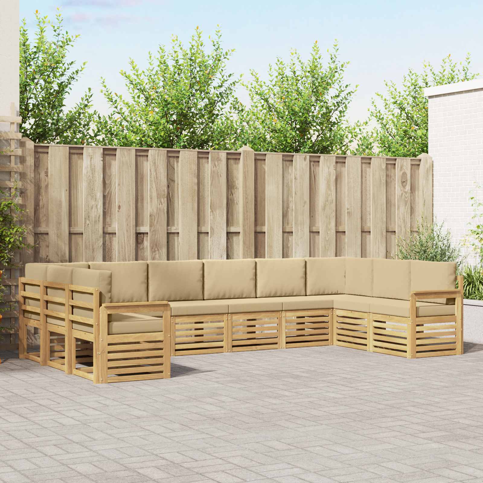 Buiten bankenset 7 pcs Wit en Beige 363 x 187,5 x 73 cm – afbeelding 1