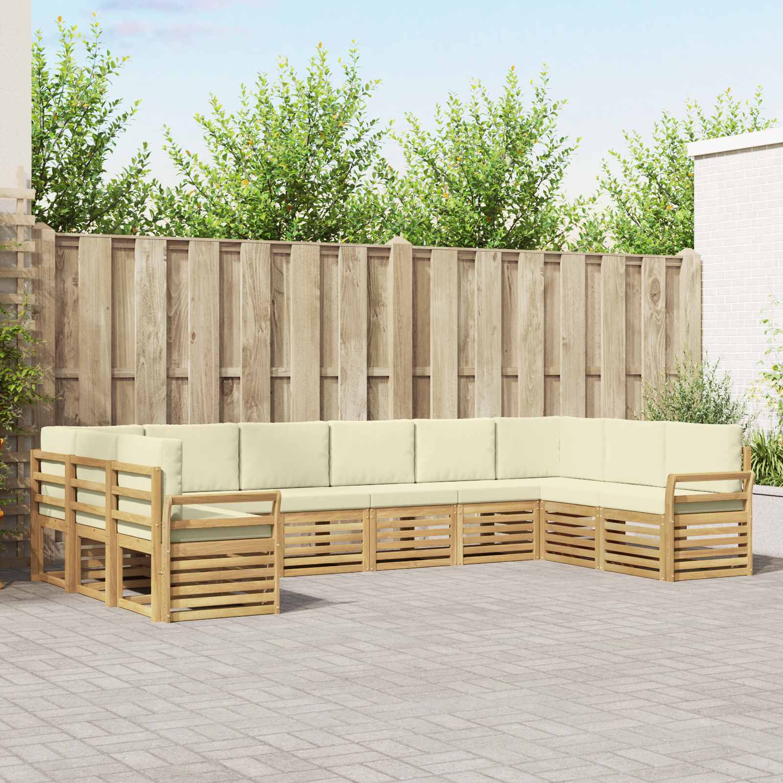 Buiten bankenset 10 pcs Wit en crèmekleurig 363 x 190 x 73 cm – afbeelding 1