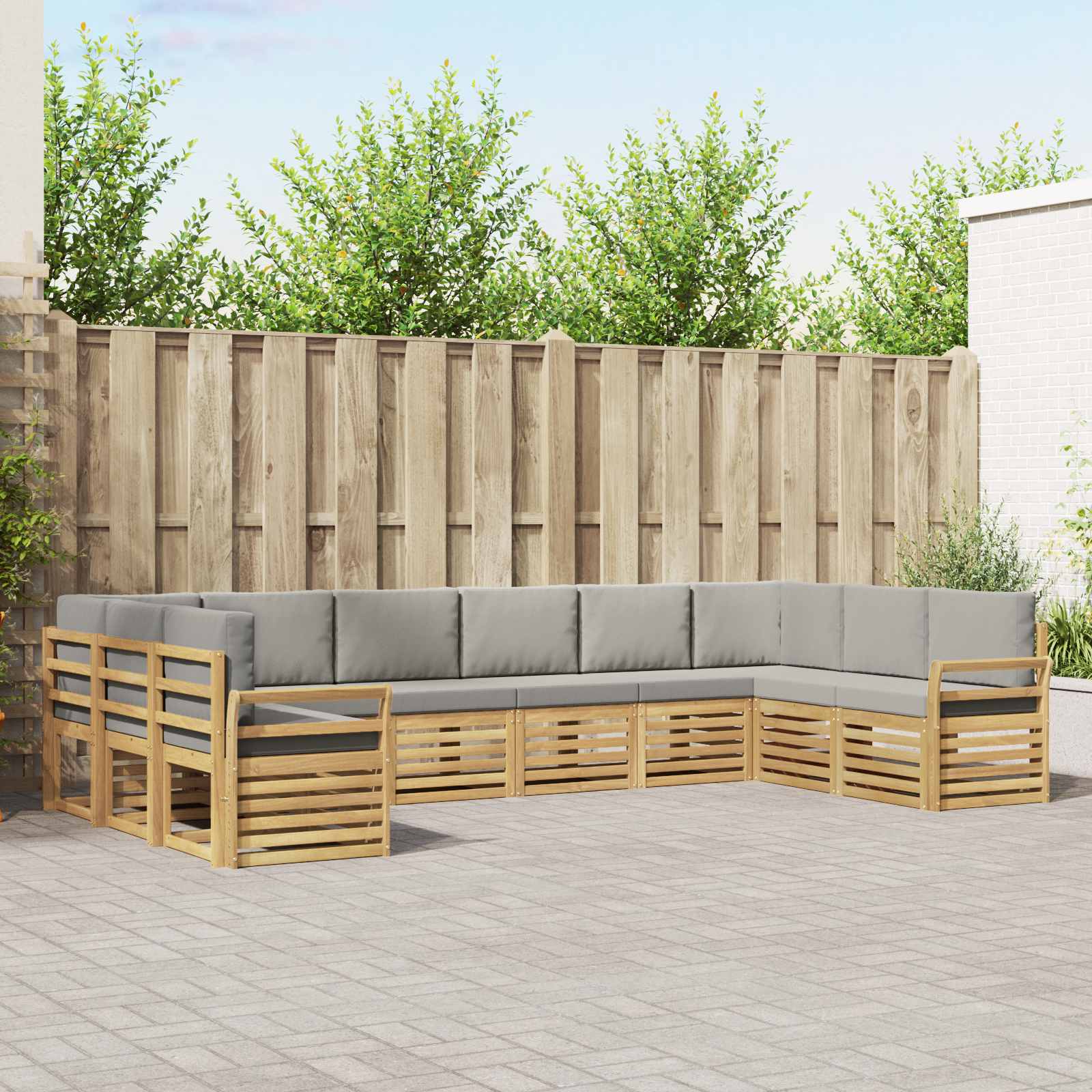 Buiten bankenset 10 pcs Wit en Lichtgrijs 363 x 190 x 73 cm – afbeelding 1
