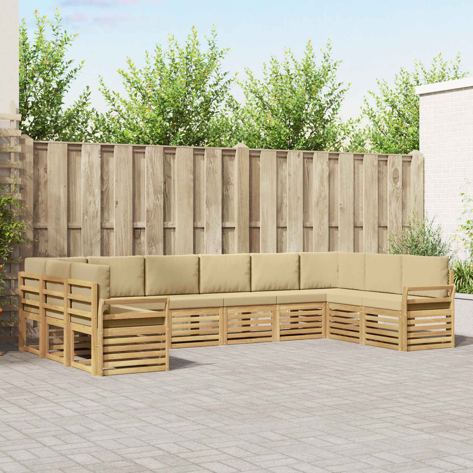 Buiten bankenset 10 pcs Wit en Beige 363 x 190 x 73 cm – afbeelding 1