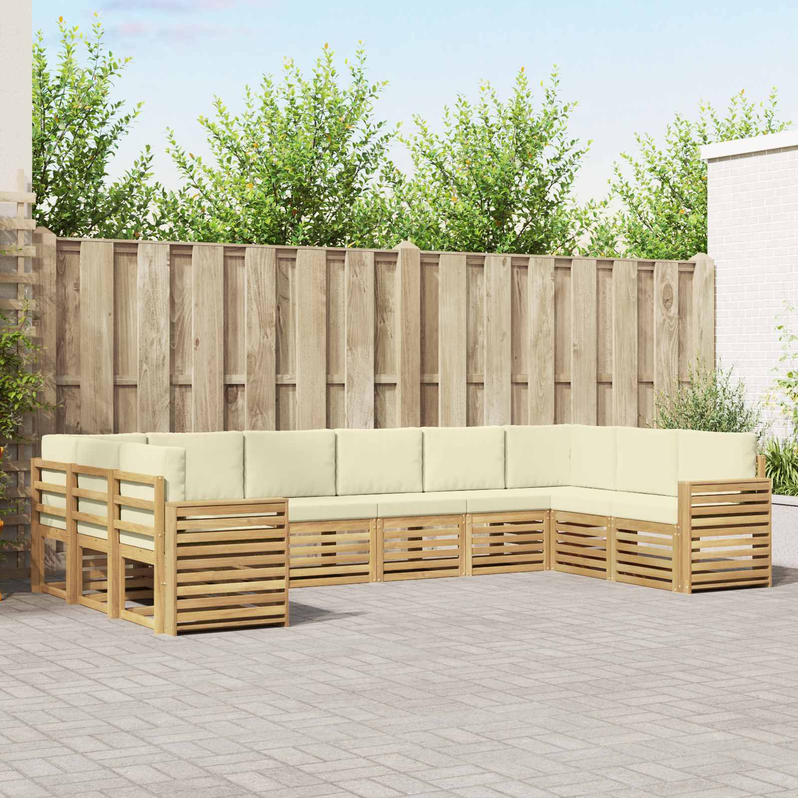 Buiten bankenset 10 pcs Wit en crèmekleurig 363 x 191,5 x 73 cm – afbeelding 1