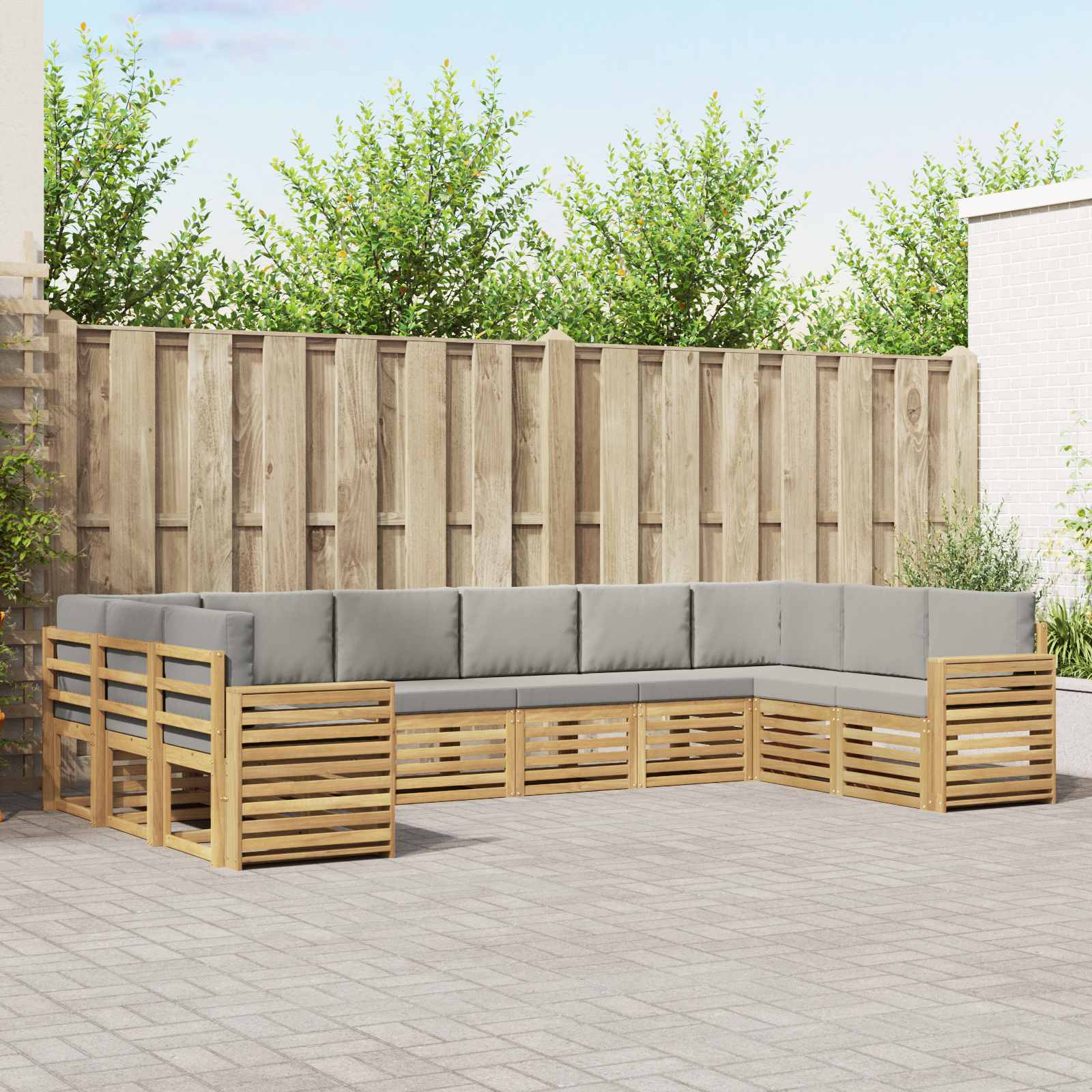 Buiten bankenset 10 pcs Wit en Lichtgrijs 363 x 191,5 x 73 cm – afbeelding 1
