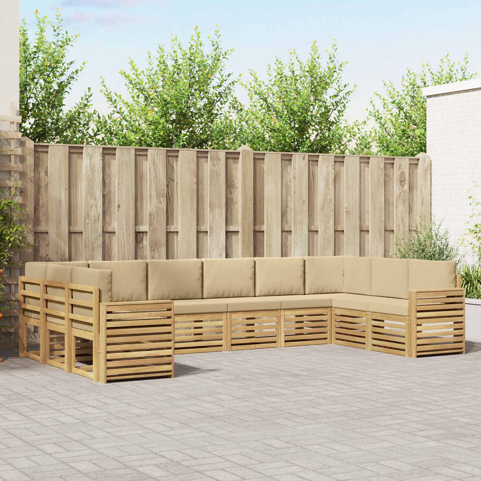 Buiten bankenset 10 pcs Wit en Beige 363 x 191,5 x 73 cm – afbeelding 1