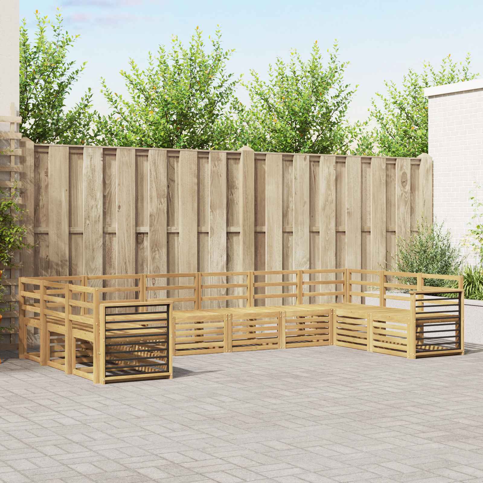 Buiten bankenset 10 pcs Wit 363 x 187,5 x 73 cm – afbeelding 1