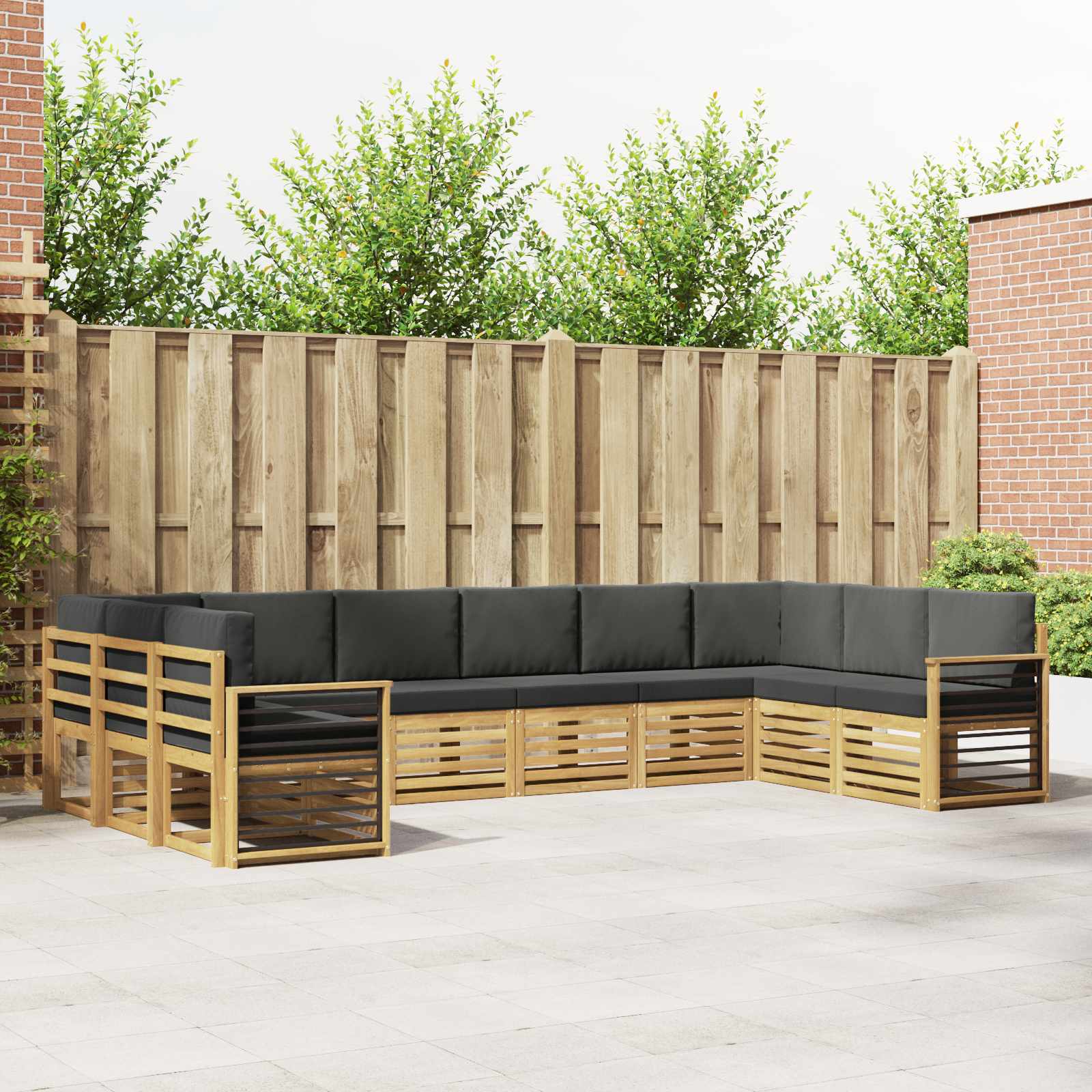 Hoekbank Set 10 pcs Wit en antracietkleurig 363 x 187,5 x 73 cm – afbeelding 1