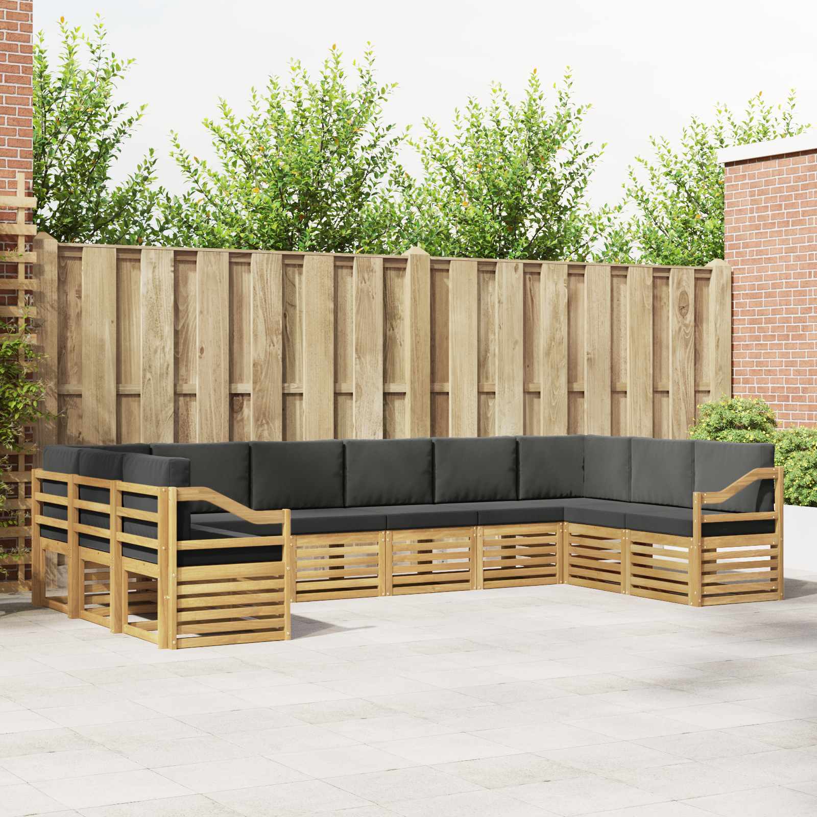 Hoekbank Set 10 pcs Wit en antracietkleurig 363 x 185,5 x 73 cm