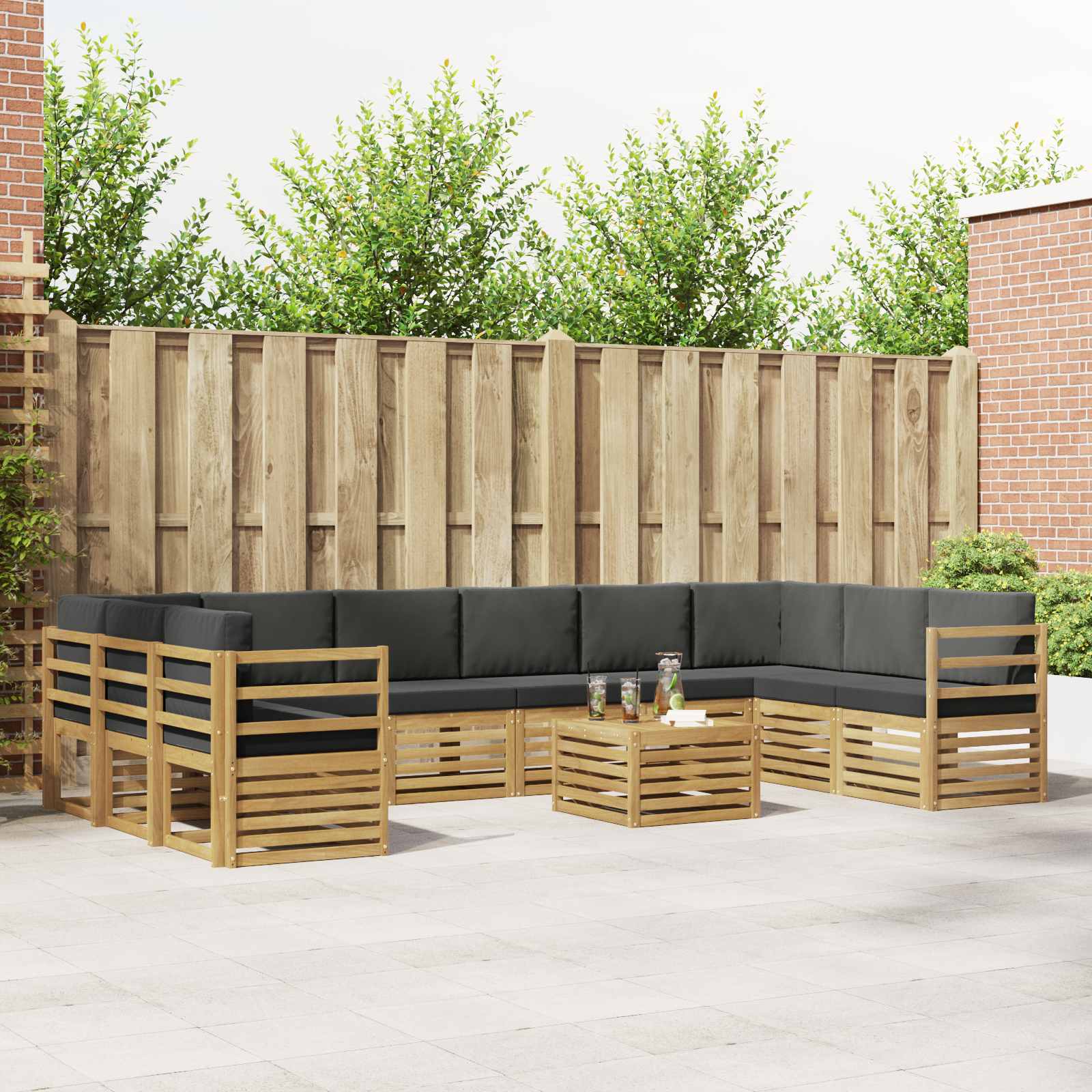 Buiten bankenset 8 pcs Wit en Anthraciet 59 x 59 x 37 cm – afbeelding 1