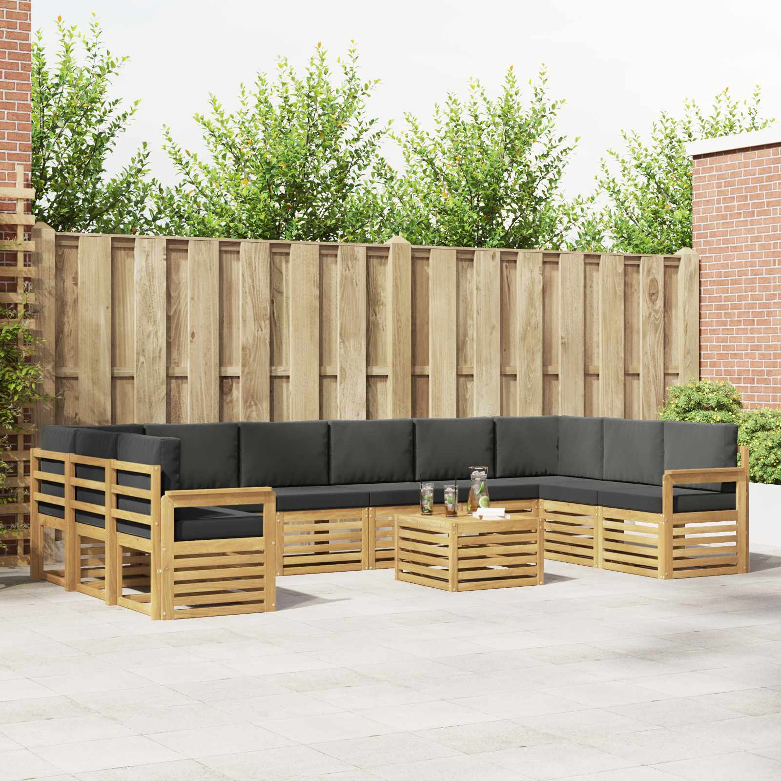 Buiten bankenset 8 pcs Wit en Anthraciet 59 x 59 x 37 cm