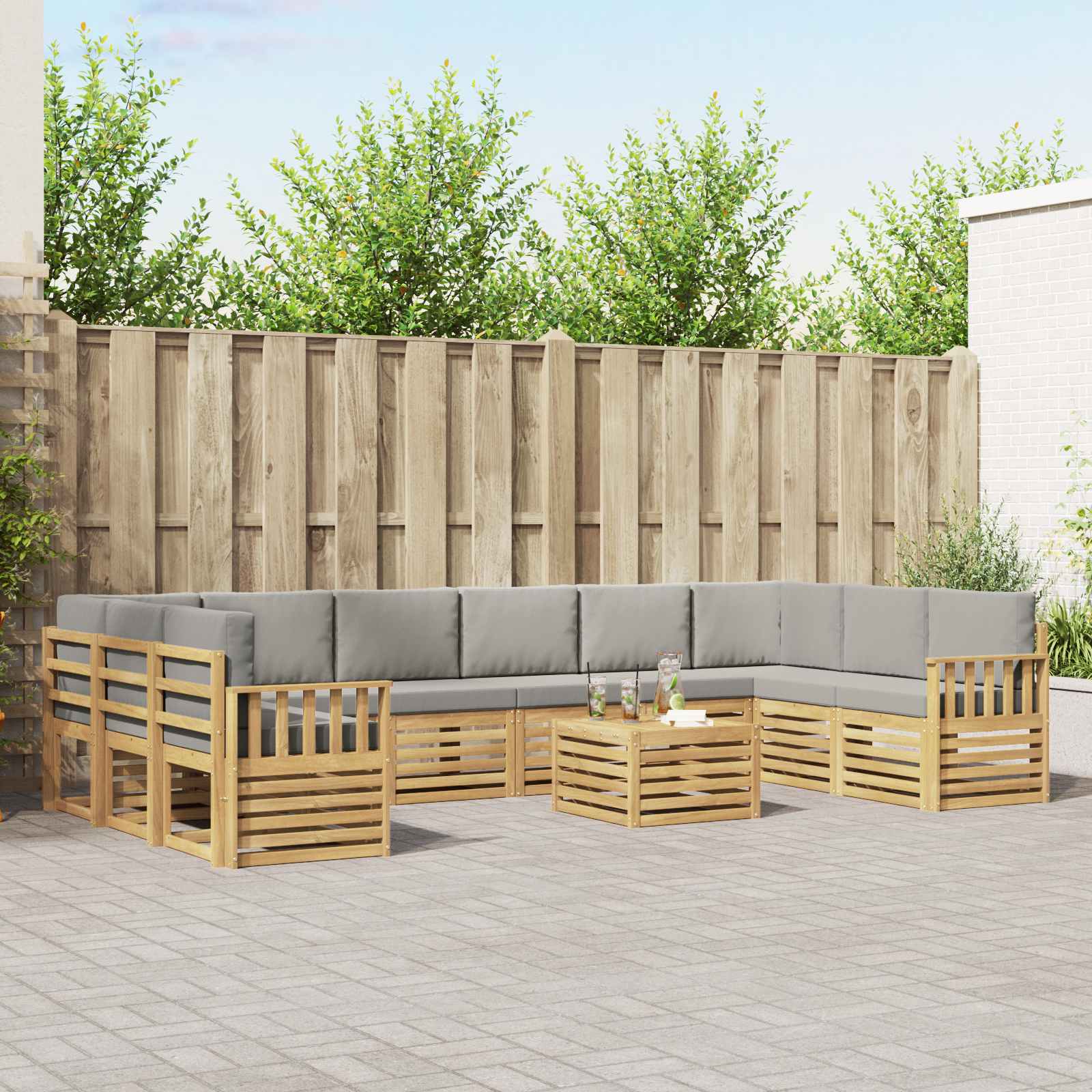 Buiten bankenset 8 pcs Wit en Lichtgrijs 59 x 59 x 37 cm