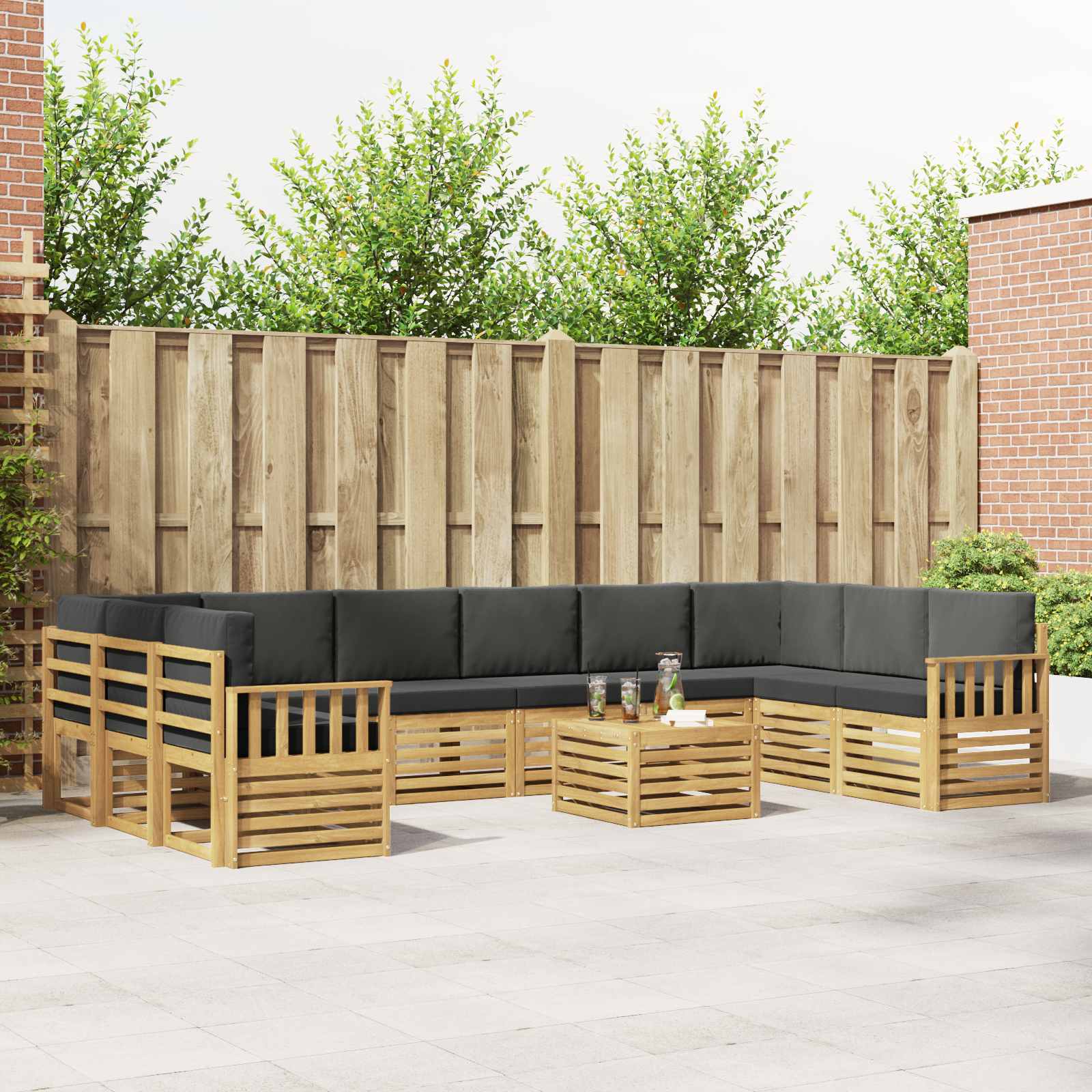 Buiten bankenset 8 pcs Wit en Anthraciet 59 x 59 x 37 cm
