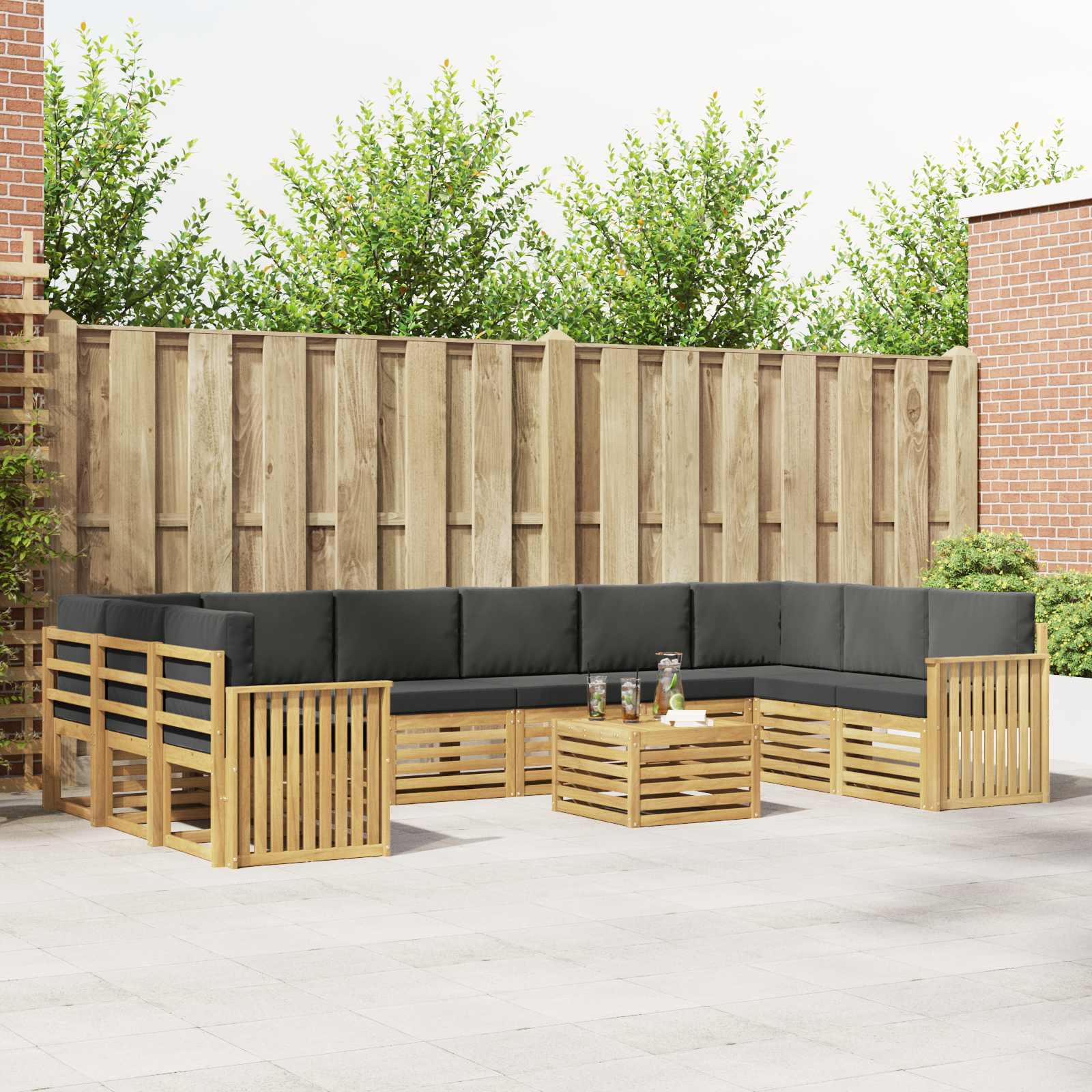 Buiten bankenset 11 pcs Wit en antracietkleurig 59 x 59 x 37 cm – afbeelding 1