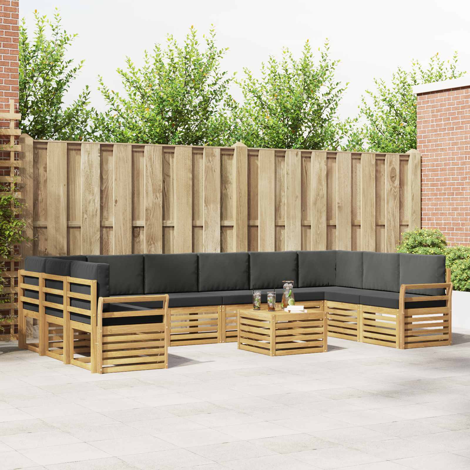Buiten bankenset 11 pcs Wit en antracietkleurig 59 x 59 x 37 cm – afbeelding 1