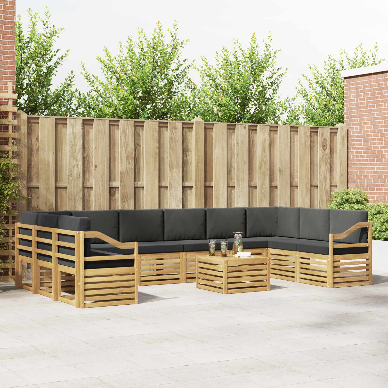 Buiten bankenset 8 pcs Wit en Anthraciet 59 x 59 x 37 cm – afbeelding 1