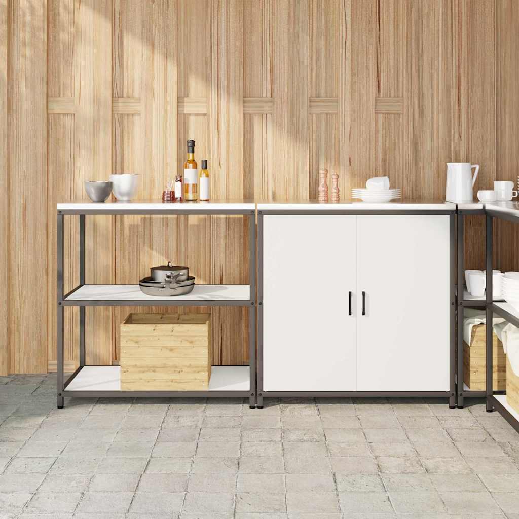 Keukenopslag set met plank 2 pcs Wit Koudgewalst staal