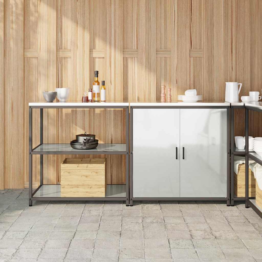 Keukenopslag set met plank 2 pcs Zilver Gegalvaniseerd staal