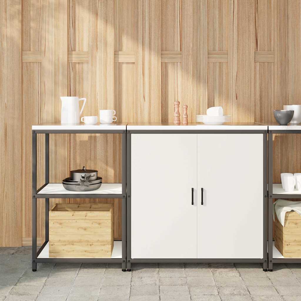 Keukenopslag set met plank 2 pcs Wit Koudgewalst staal