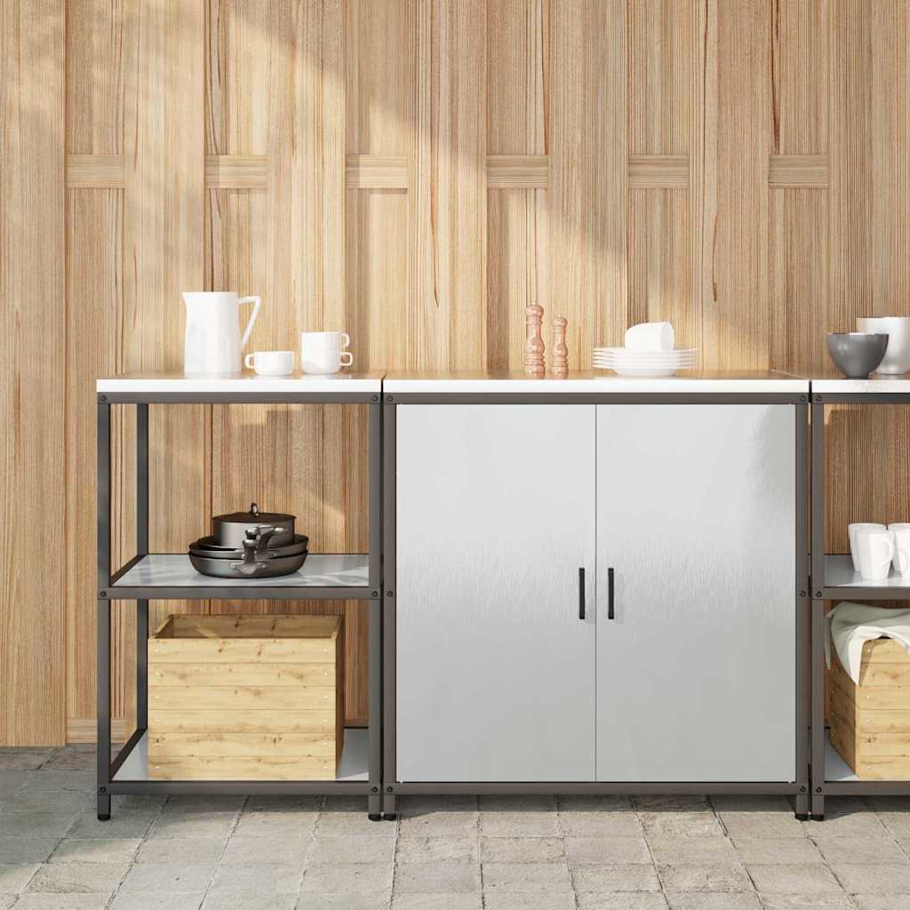 Keukenopslag set met plank 2 pcs Zilver Roestvrij staal