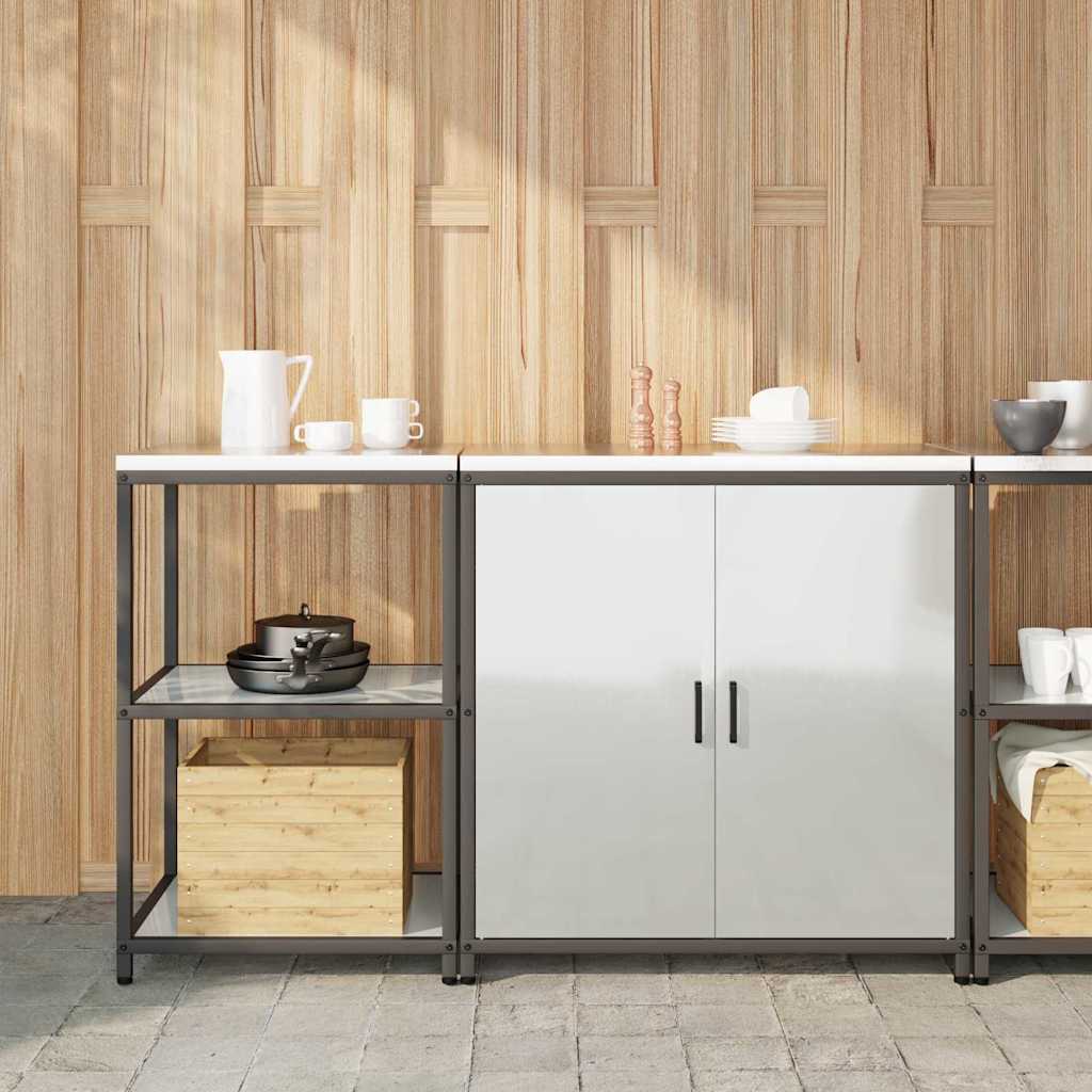 Keukenopslag set met plank 2 pcs Zilver Gegalvaniseerd staal