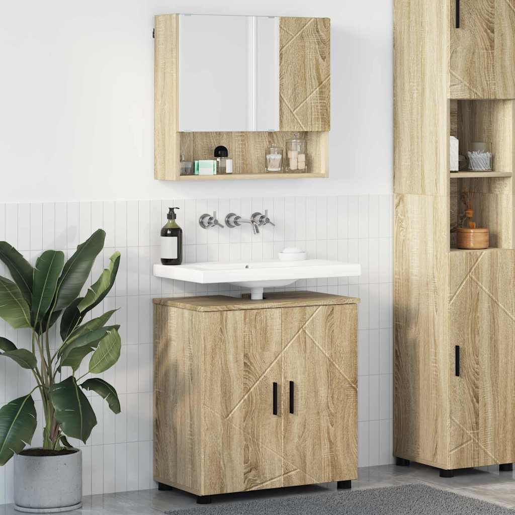 Badkamermeubelset 2 pcs Sonoma Eiken Bewerkt hout & Metaal