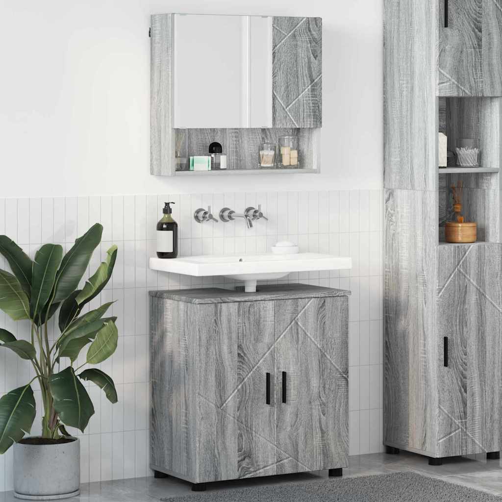 Badkamermeubelset 2 st Grijs Sonoma 61 x 35 x 64 cm