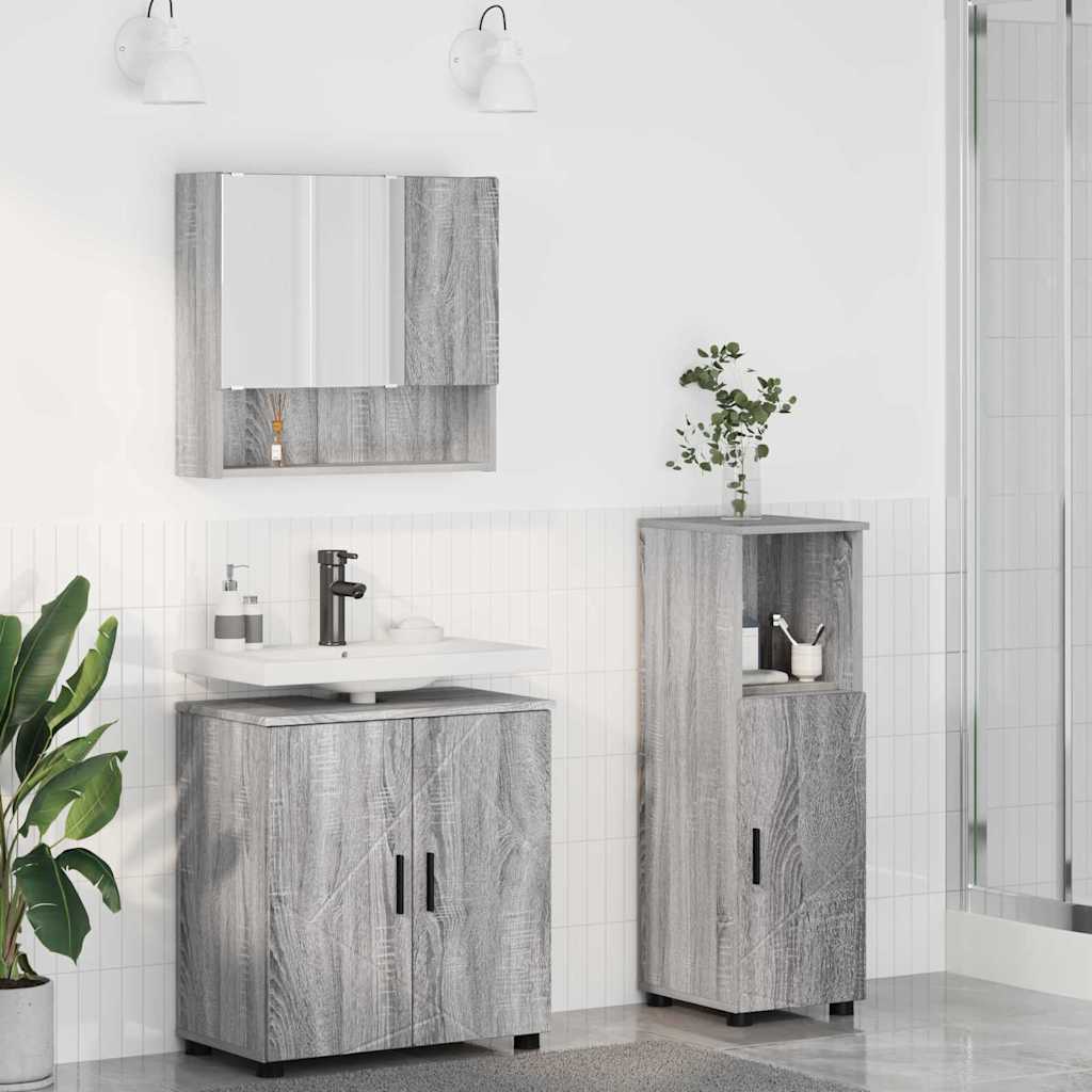 Badkamermeubelset 3 st Grijs Sonoma 61 x 35 x 64 cm