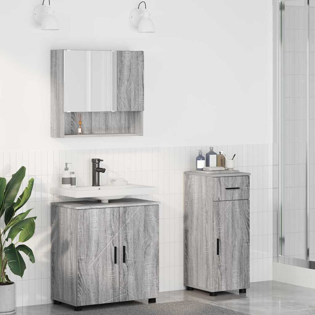 Badkamermeubelset 3 st Grijs Sonoma 61 x 35 x 64 cm