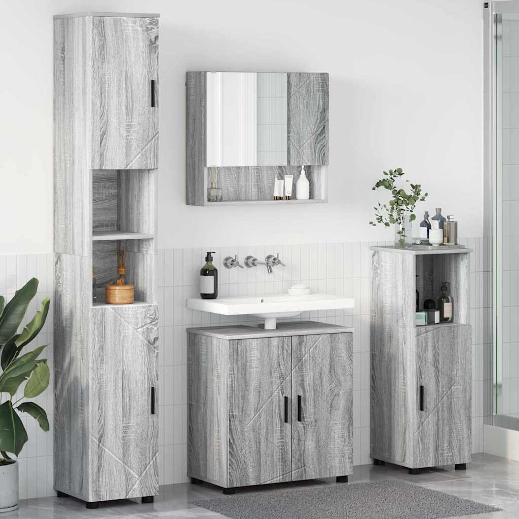 Badkamermeubelset 4 st Grijs Sonoma 61 x 35 x 64 cm