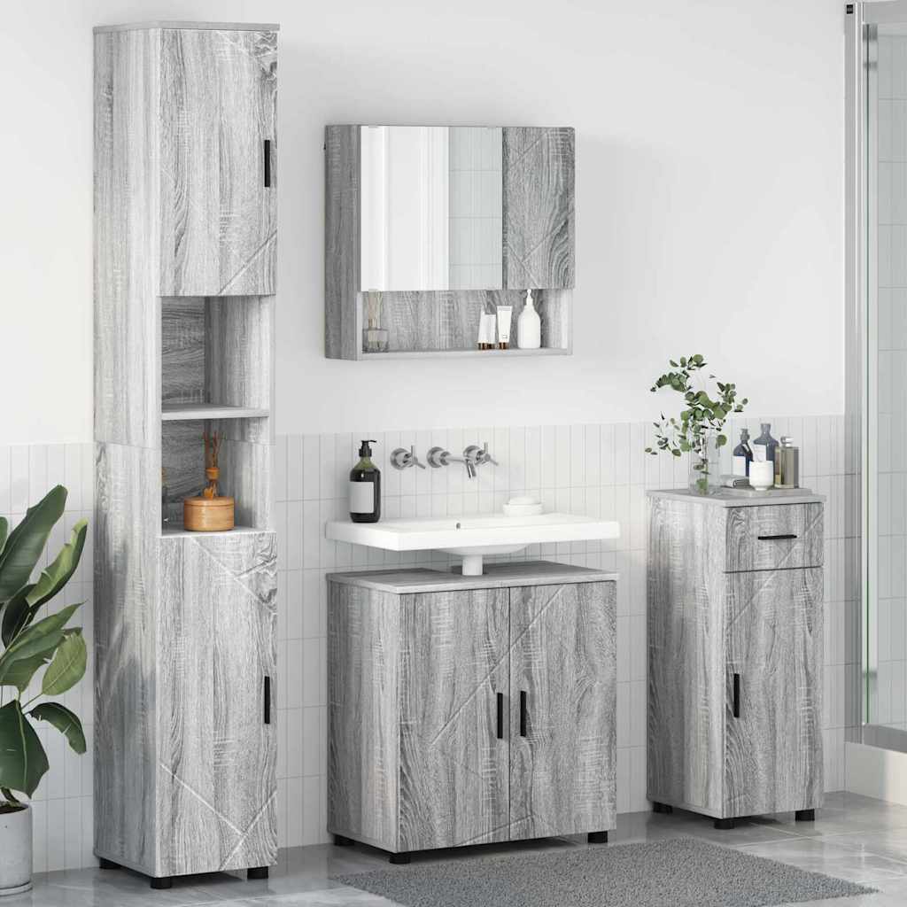 Badkamermeubelset 4 st Grijs Sonoma 61 x 35 x 64 cm