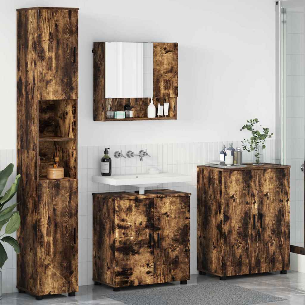 Badkamermeubelset 4 st Gerookt eiken 61 x 35 x 64 cm